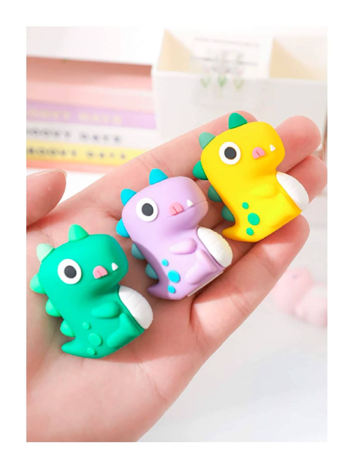 Sacapuntas y Borrador 2 en 1 | Diseño Kawaii de Conejito y Dinosaurio