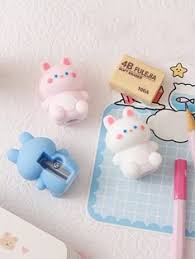 Sacapuntas y Borrador 2 en 1 | Diseño Kawaii de Conejito y Dinosaurio