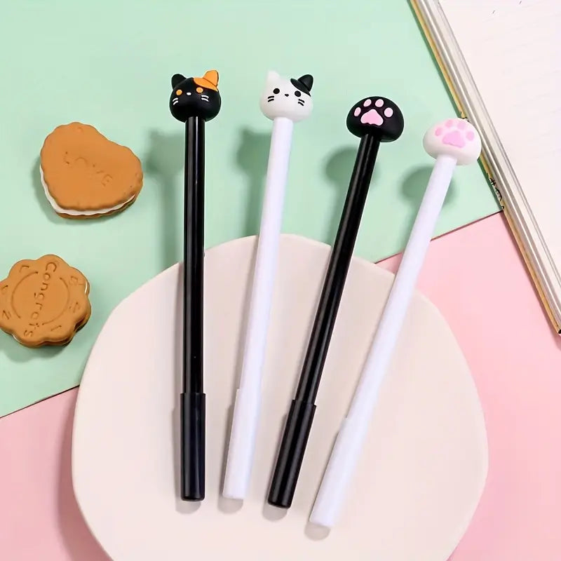 Lapiceros de Gel Kawaii con Diseño de Gatos y Patitas