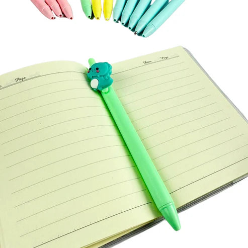 Lapiceros Retráctiles con Aplique de Dinosaurio Kawaii