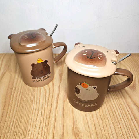 Mug de Capybara con tapa y cuchara