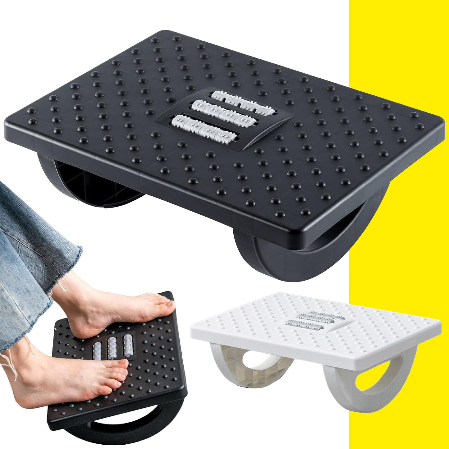Reposapiés Ergonómico Antideslizante con Rodillo de Masaje