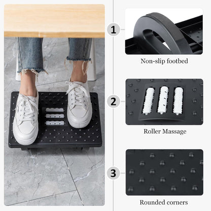 Reposapiés Ergonómico Antideslizante con Rodillo de Masaje