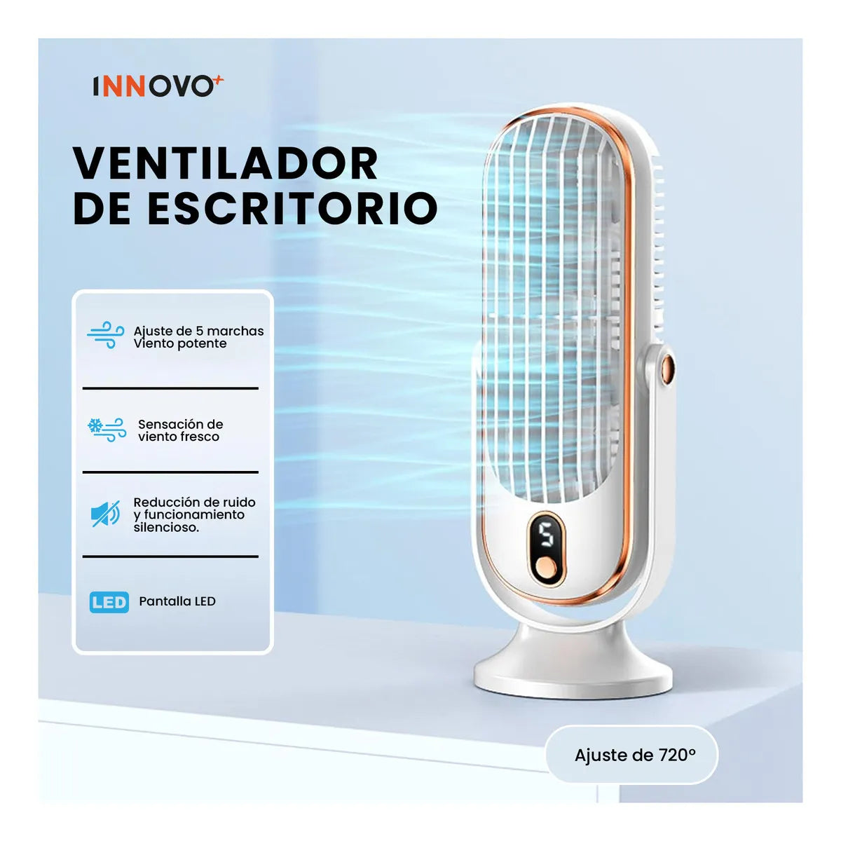 Ventilador Torre de Escritorio USB Recargable