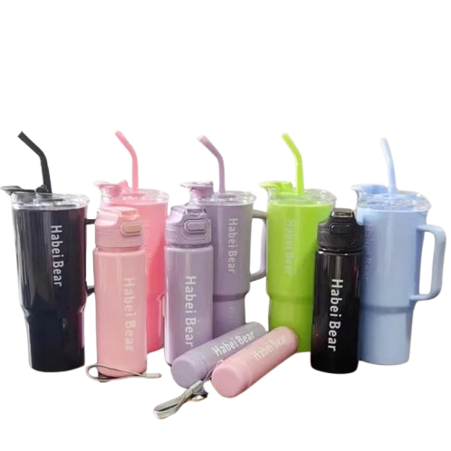 Set de Termos y Vaso Habei Bear – Hidratación con estilo (3 piezas)