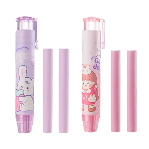 Borrador Retráctil Tipo Lápiz | Diseños Kawaii y de Astronauta
