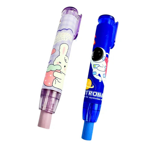 Borrador Retráctil Tipo Lápiz | Diseños Kawaii y de Astronauta