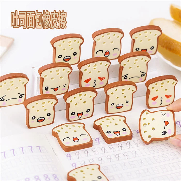 Gomas de Borrar Kawaii con Forma de Pan Tostado Unidad