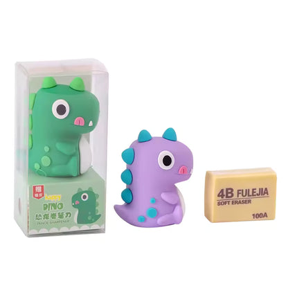 Sacapuntas y Borrador 2 en 1 | Diseño Kawaii de Conejito y Dinosaurio