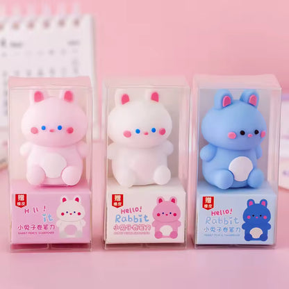 Sacapuntas y Borrador 2 en 1 | Diseño Kawaii de Conejito y Dinosaurio