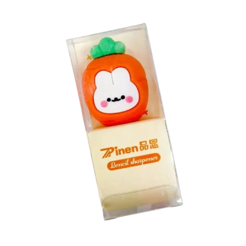 Sacapuntas Kawaii de Zanahoria | Diseño con Conejito