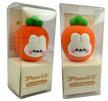 Sacapuntas Kawaii de Zanahoria | Diseño con Conejito