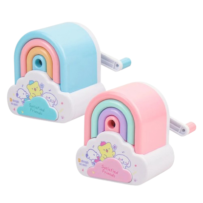 Sacapuntas de Manivela con Diseño de Arcoíris y Nube