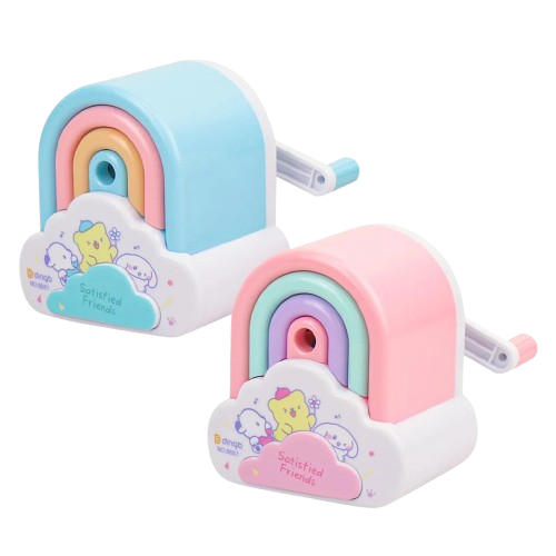 Sacapuntas de Manivela con Diseño de Arcoíris y Nube