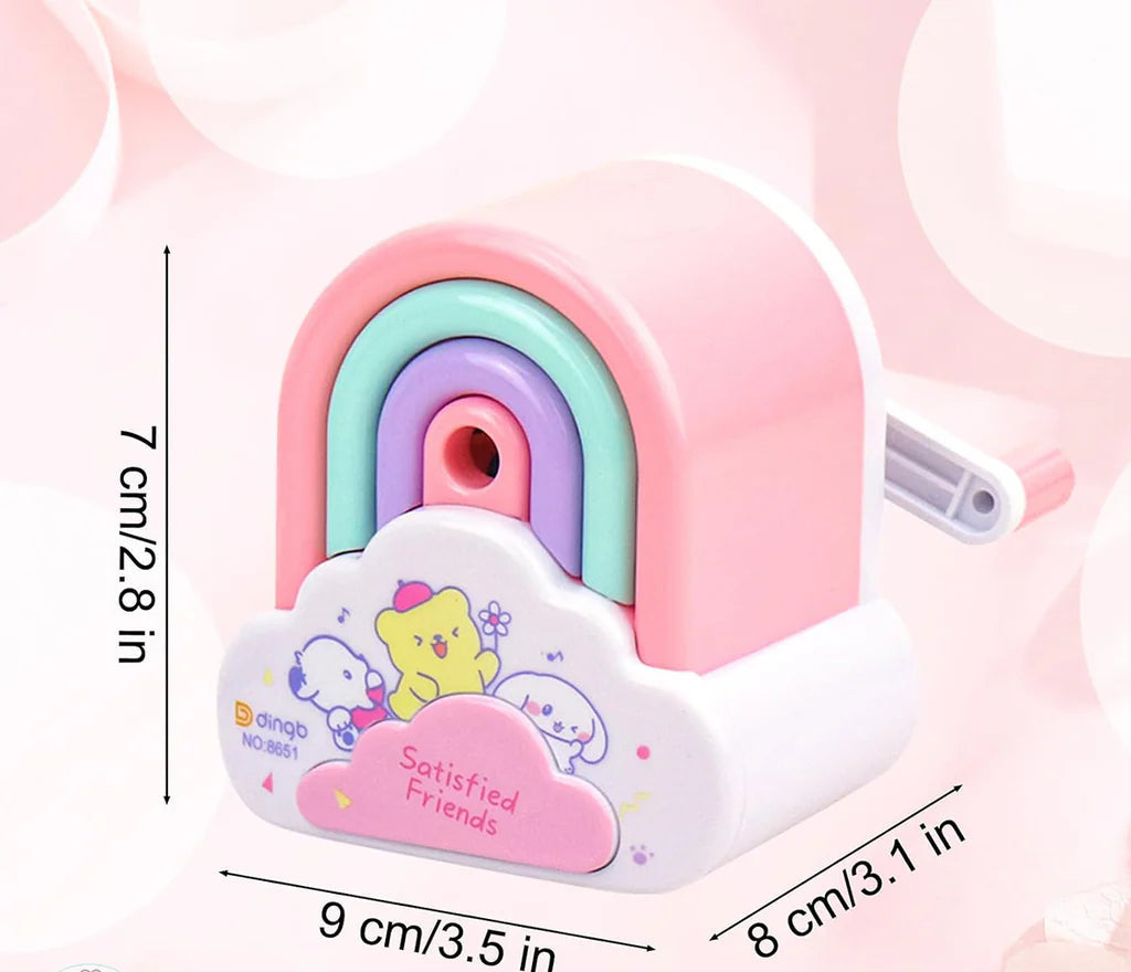 Sacapuntas de Manivela con Diseño de Arcoíris y Nube