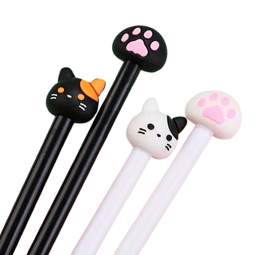 Lapiceros de Gel Kawaii con Diseño de Gatos y Patitas