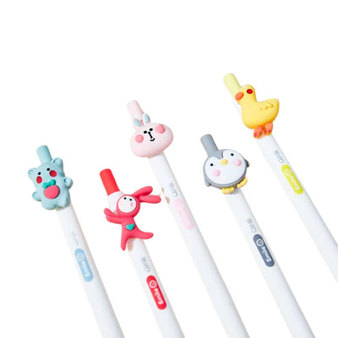 Esfero Retráctil con Apliques de Animales – Tinta Gel Suave en Display x6