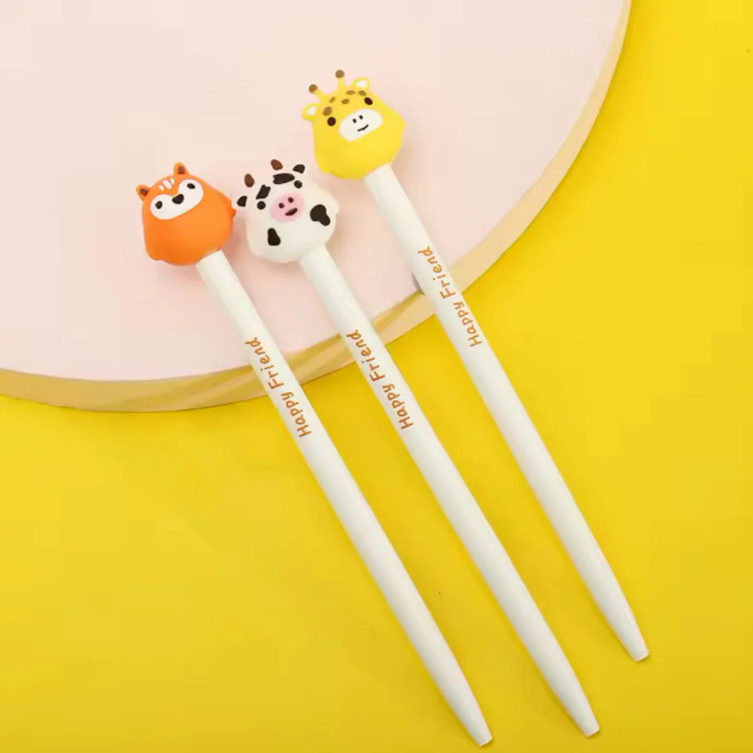 Lapiceros Retráctiles con Apliques de Animales – Zorros, Vacas y Jirafas