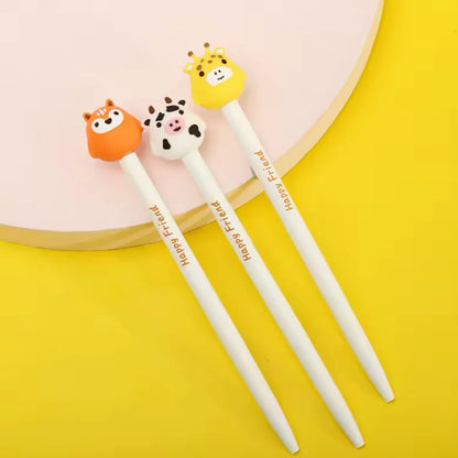 Lapiceros Retráctiles con Apliques de Animales – Zorros, Vacas y Jirafas