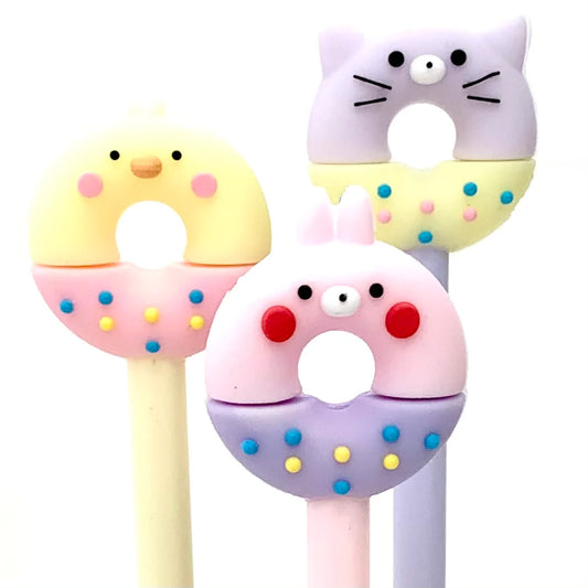 Lapicero con Cabeza Dona de Pollito, Gatito y Conejito