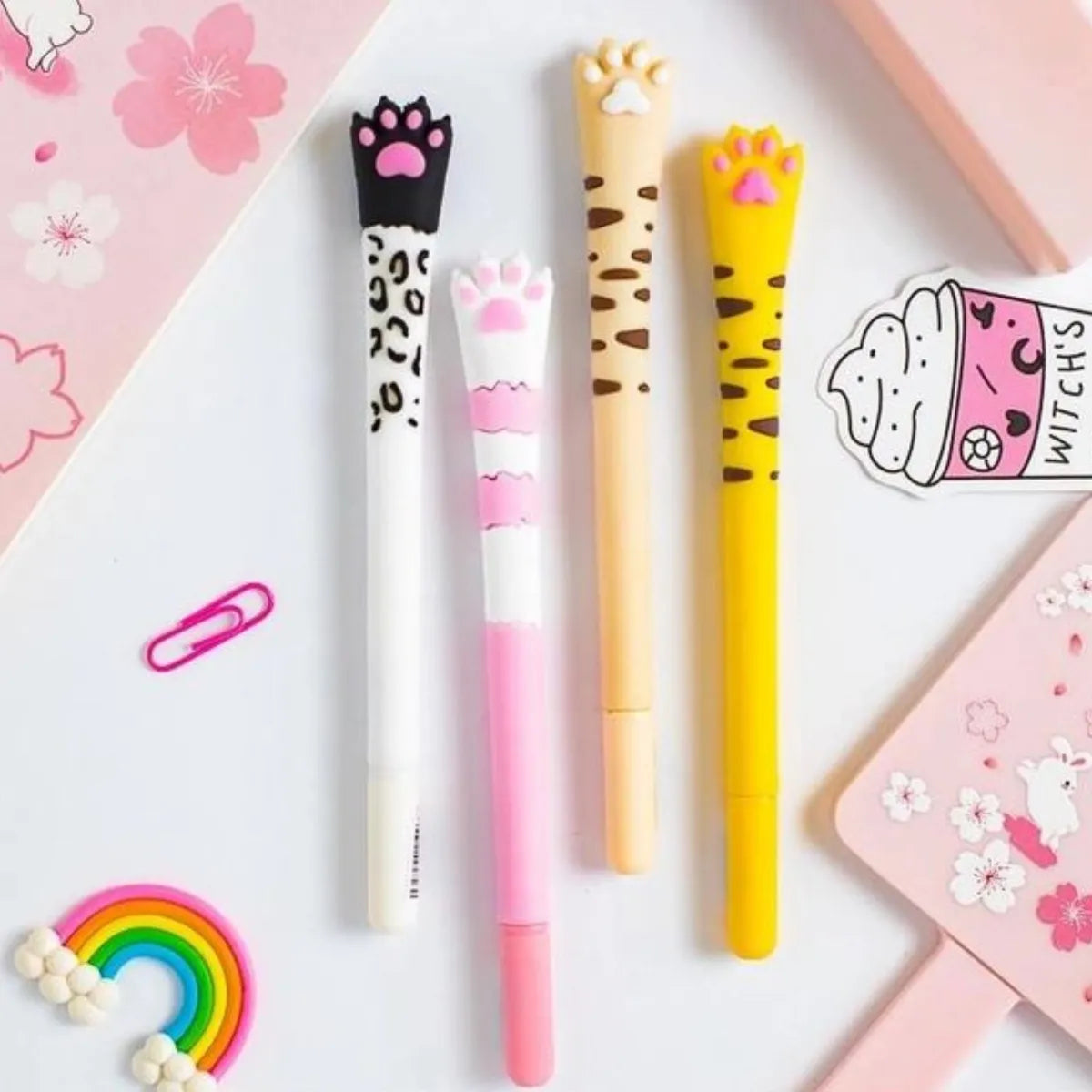 Bolígrafo de Gel con Pata de Gato y Garra de Silicona – Diseño Kawaii