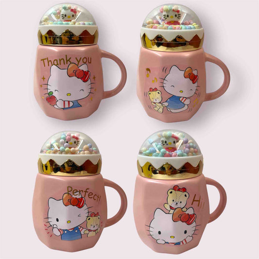 Mug Hello Kitty Mágico con Tapa con Confeti Rosa