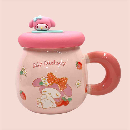 Mug Sanrio con Tapa de Caucho y Figura 3D