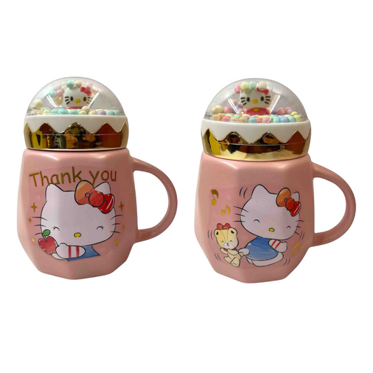 Mug Hello Kitty Mágico con Tapa con Confeti Rosa