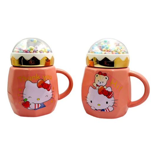 Mug Hello Kitty Mágico con Tapa con Confeti Naranja
